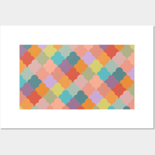 Colorful Patchwork Mosaic Scales Geometric Pattern Posters and Art